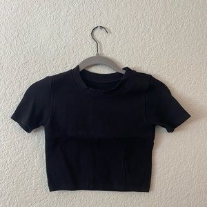 Zara Black Ribbed Crop Top